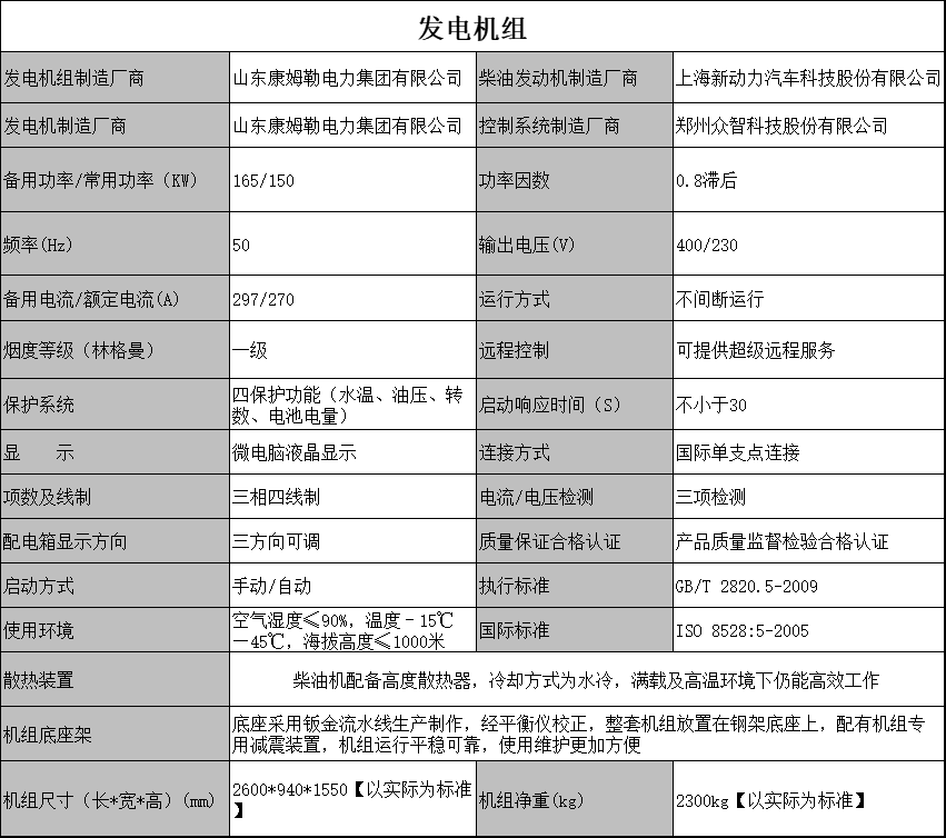 150发电机组